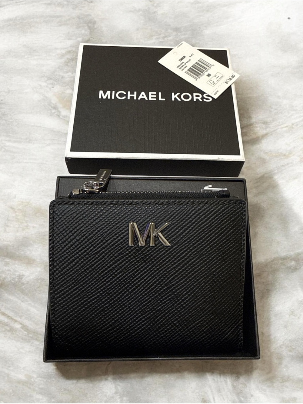Michael Kors square zip Saffiano wallet nwt